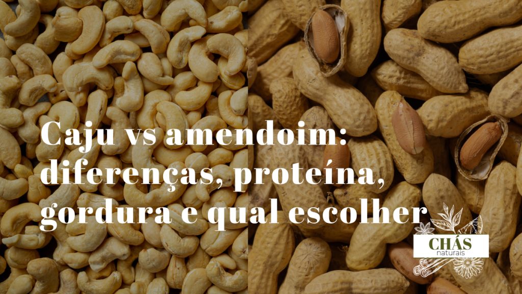 caju vs amendoim — cajus brancos ao lado de amendoins torrados com casca em recipientes de madeira sobre superfície rústica