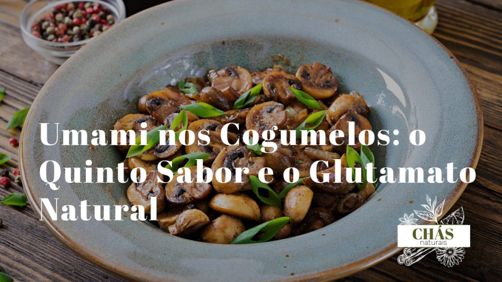cogumelos shiitake e porcini a saltear com concentração de sabor umami representada por vapor intenso sobre frigideira de ferro fundido